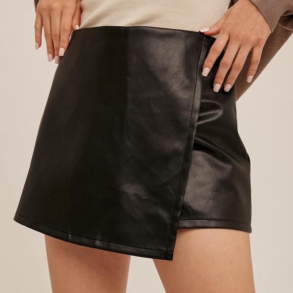 Faux Leather Skort - Picture 1 of 3